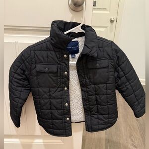 Janie and Jack Black Quilted Jacket 3/4 T